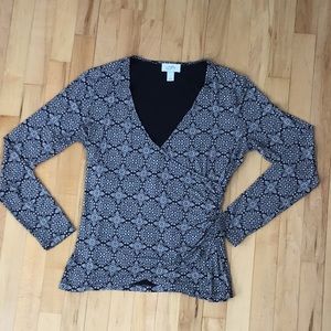 Ann Taylor LOFT Wrap Front Top Ladies Size Large